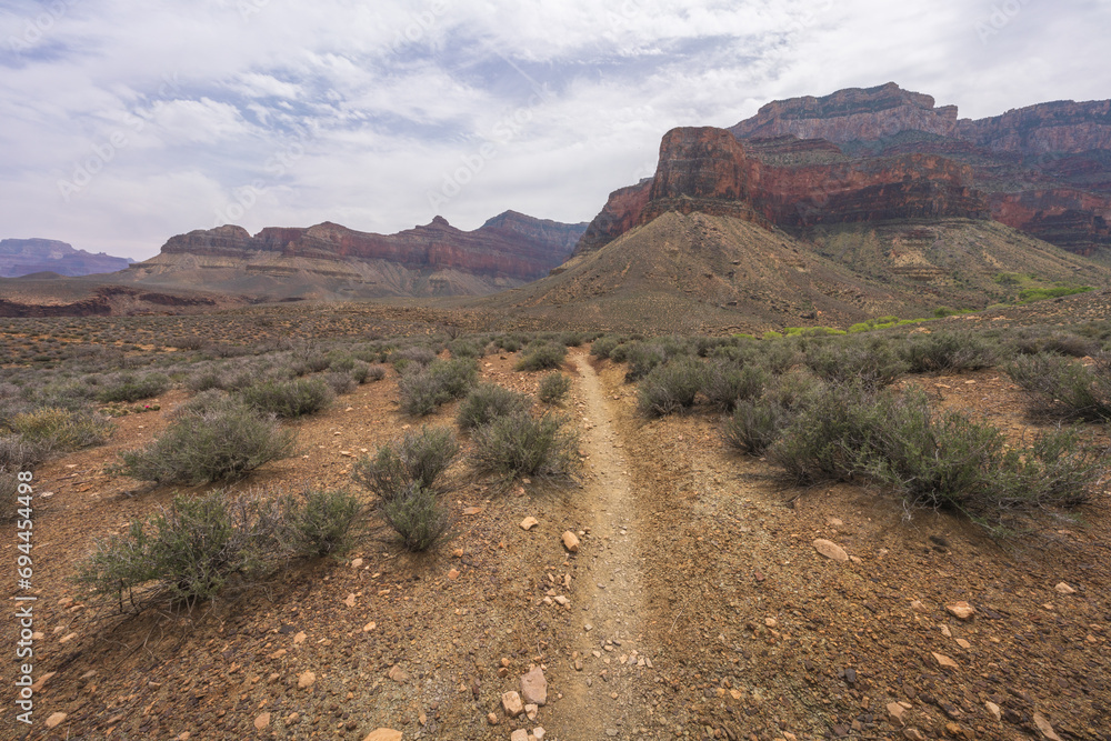 hiking the tonto trail in the grand canyon national park, arizona, usa