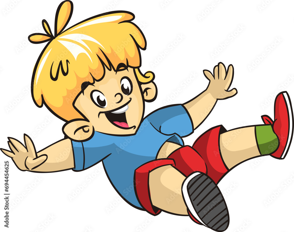 Cute cartoon little boy. .Vector illustration of a teenager wearing casual clothes outlined Cute cartoon little boy. .Vector illustration of a teenager wearing casual clothes outlined
