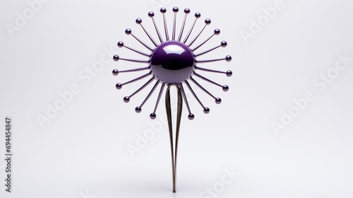 purple hairpin, capturing its regal appearance and durable material, set against a pure white background for a visually striking composition.