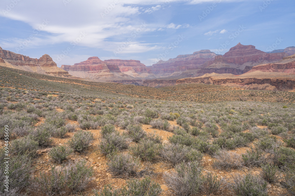hiking the tonto trail in the grand canyon national park, arizona, usa