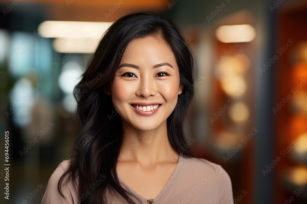 Obraz premium Portrait of young business owner standing in her fashion clothing store