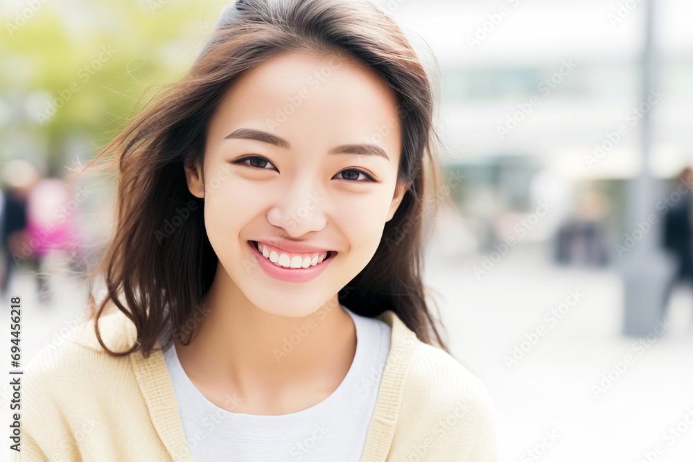 A Joyful Asian Woman with a Genuine Smile