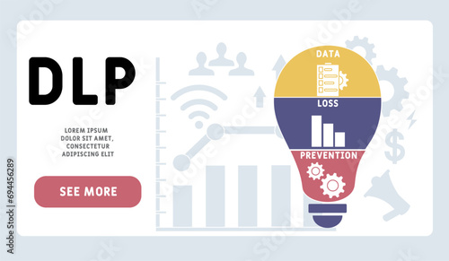 DLP - Data loss prevention acronym. business concept background. vector illustration concept with keywords and icons. lettering illustration with icons for web banner, flyer, landing  photo