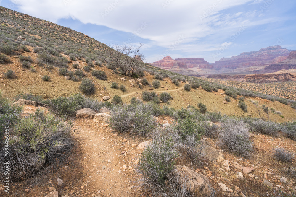 hiking the tonto trail in the grand canyon national park, arizona, usa