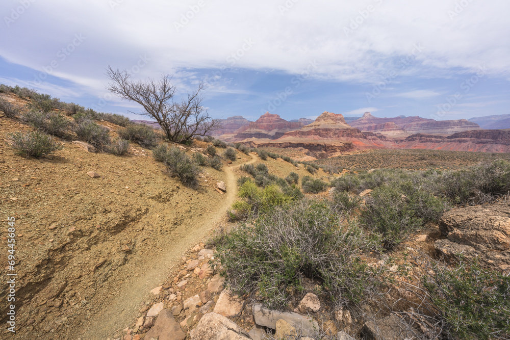 hiking the tonto trail in the grand canyon national park, arizona, usa
