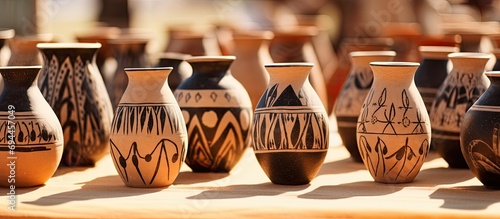 Marajoara geoglyph clay vases sold as souvenirs at Belem market in northern Brazil. photo