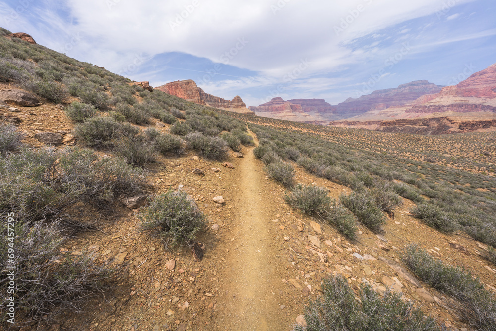 hiking the tonto trail in the grand canyon national park, arizona, usa