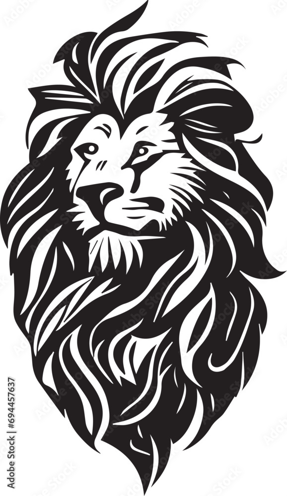 Lion simple mascot logo design illustration, black and white 