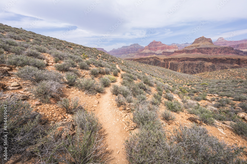 hiking the tonto trail in the grand canyon national park, arizona, usa
