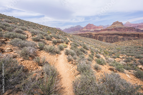 Obraz na płótnie hiking the tonto trail in the grand canyon national park, arizona, usa w salonie
