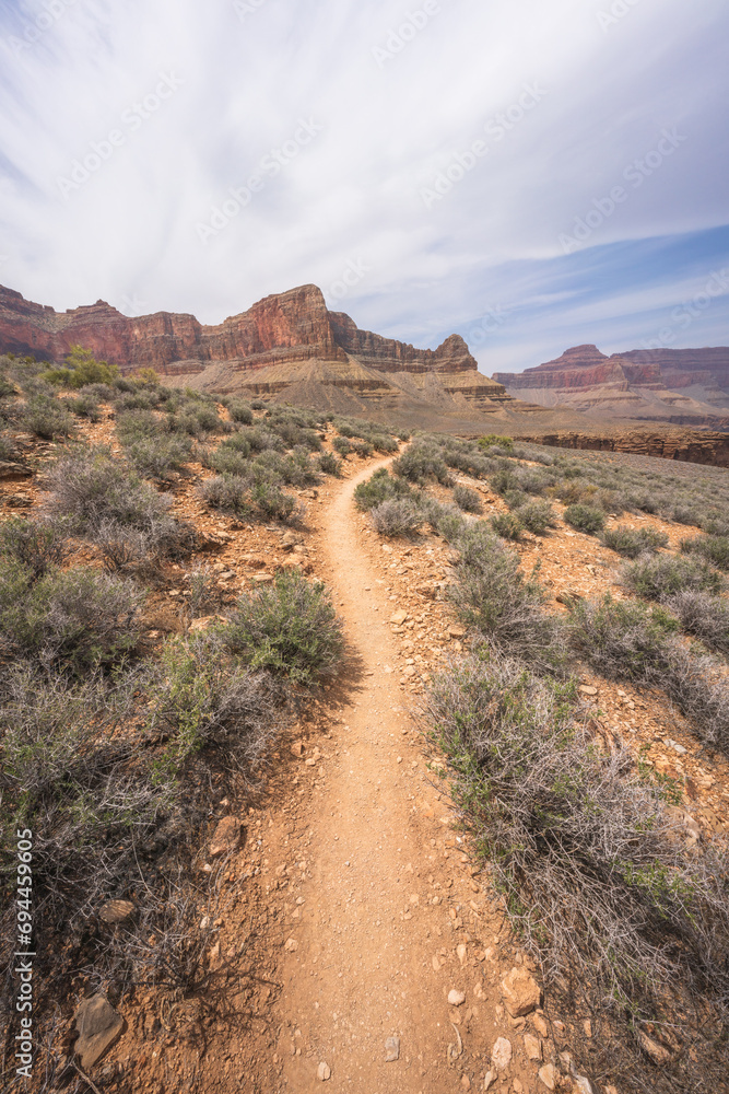 hiking the tonto trail in the grand canyon national park, arizona, usa