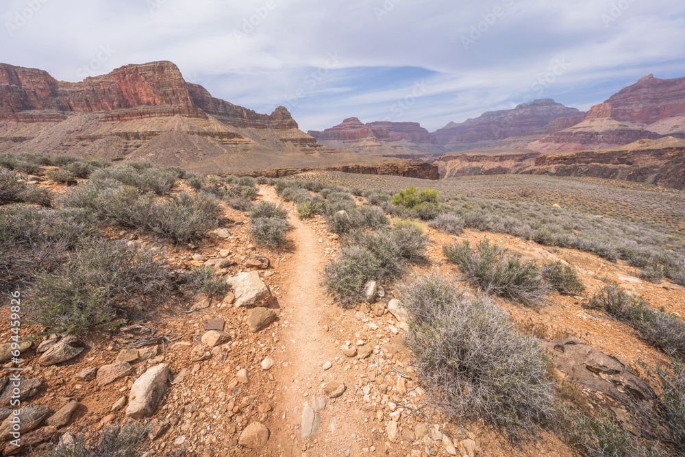 hiking the tonto trail in the grand canyon national park, arizona, usa