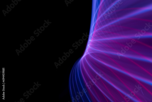 Abstract technology banner design. Digital neon lines on black background. High quality photo