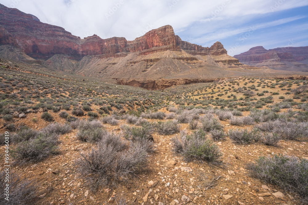 hiking the tonto trail in the grand canyon national park, arizona, usa