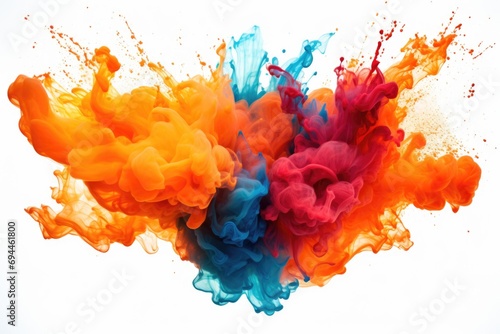 A close up view of colored ink swirling in water. Can be used for artistic or abstract designs