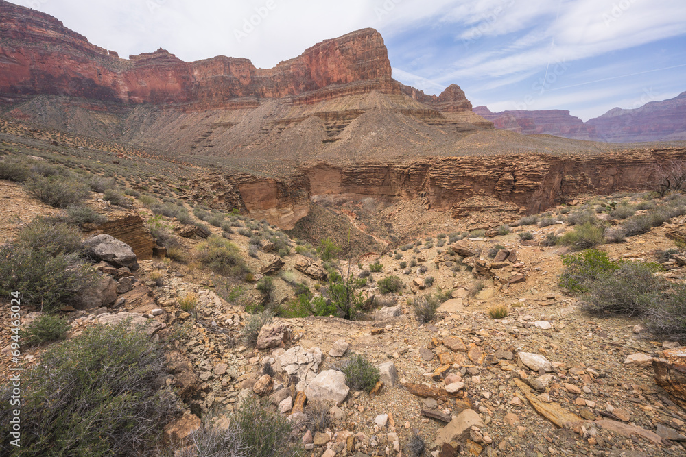 hiking the tonto trail in the grand canyon national park, arizona, usa