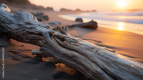 Fantasy shaped driftwood on a beach in susnet, Dry driftwood on the beach in the rays of the setting sun., Photo of Driftwood on Sand