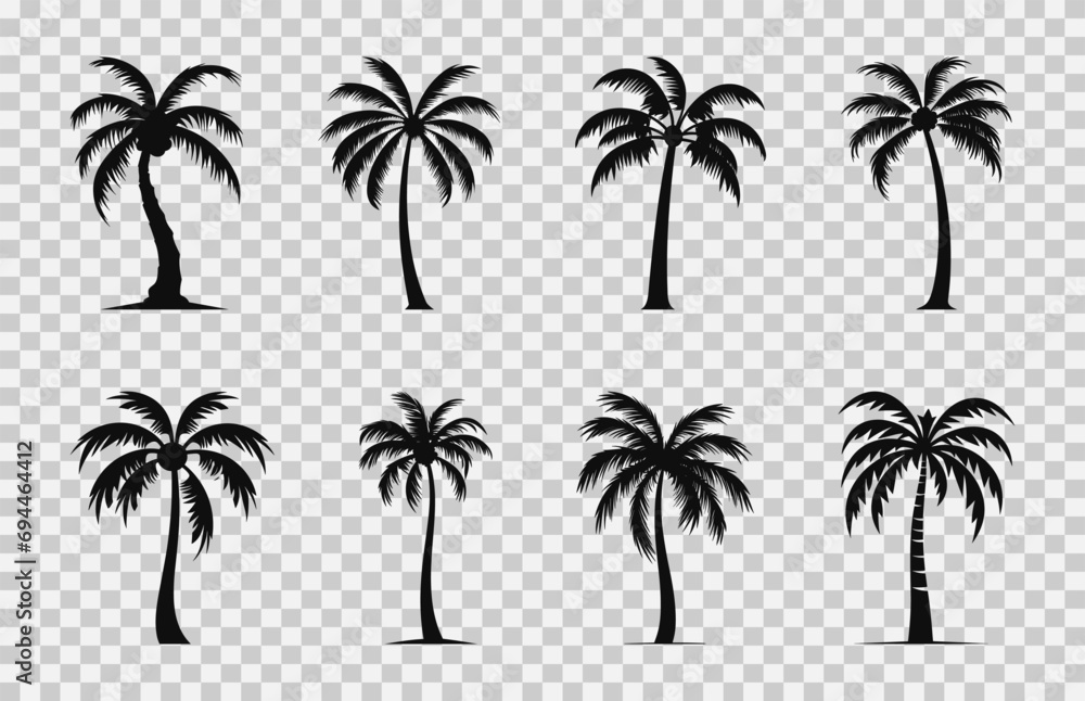 Palm tree Silhouette Vector set, Tropical palm trees black Silhouette Clip art Bundle