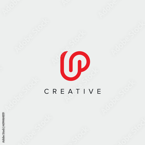 Abstract letter UP PU heart logo vector symbol. Valentines day logotype concept.