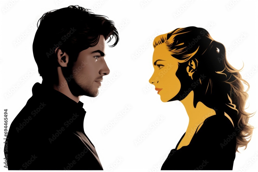 A picture featuring a man and a woman standing in front of each other. Suitable for various uses A picture featuring a man and a woman standing in front of each other. Suitable for various uses