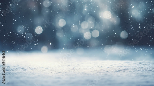 falling snow and glitter, abstract winter bokeh background