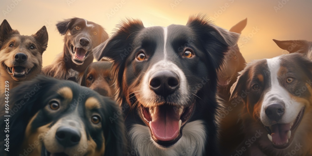 A group of dogs standing next to each other. Perfect for pet lovers or animal-related projects