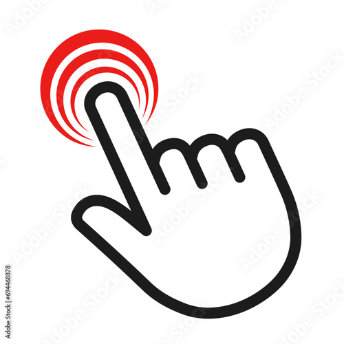 Cursor hand icon, mouse pointer hand click here icon, click or press cursor, pointer, loading, progress – vector photo