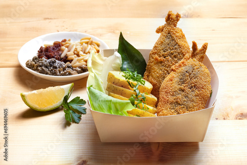 Wallpaper Mural Typical Sicilian dish, Sarde a Beccafico, fried sardines with breadcrumbs, pine nuts, capers, and raisins Torontodigital.ca