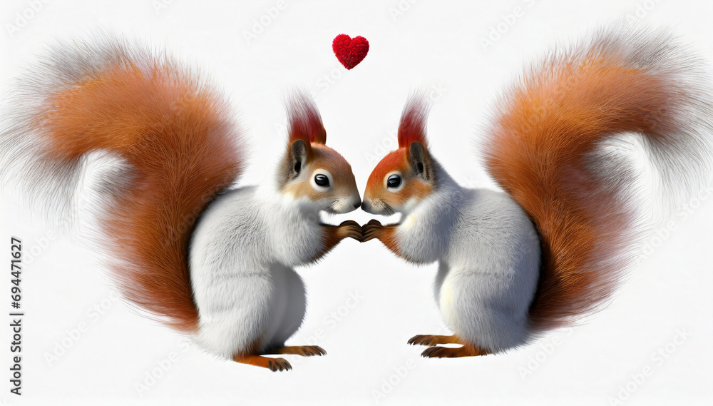 Wiewiórki na Walentynki. Generative AI - obrazy, fototapety, plakaty 