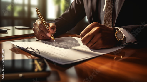 mortgage underwriter carefully reviewing an applicant's financial documents photo