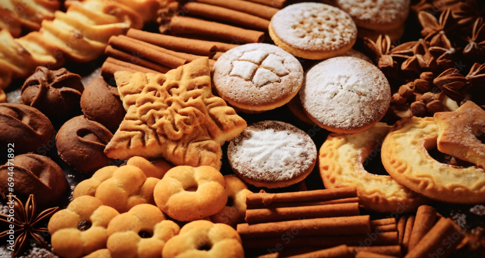still life of cookies with chocolate on a wooden table, dark background, delicious pastries still life of cookies with chocolate on a wooden table, dark background, delicious pastries