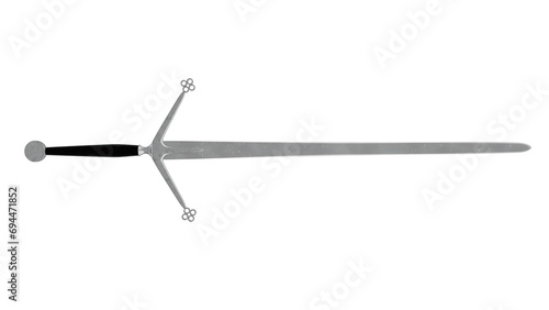 Two-handed Claymore sword isolated on transparent and white background. Sword concept. 3D render