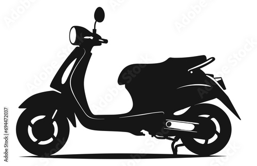 A Motorbike Scooter Vector black Silhouette isolated on a white background