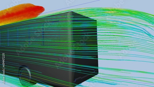 CFD simulation Computational fluid dynamics - Bus airflow simulation photo