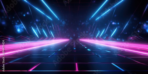 a dark background with neon and pink lighting