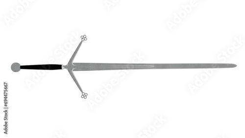 Foto Two-handed Claymore sword with fuller isolated on transparent and white background