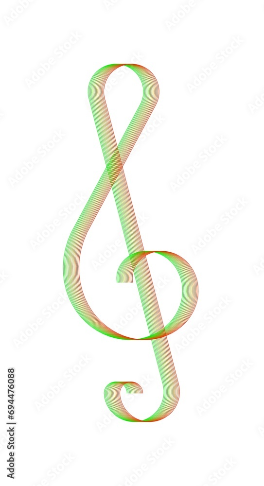 Christmas themed green and red treble clef on white background Christmas themed green and red treble clef on white background