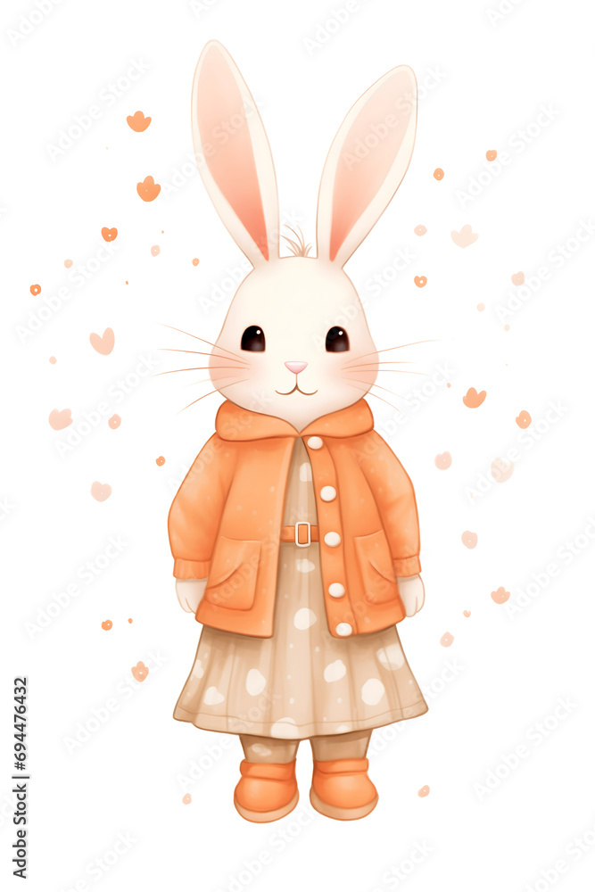 illustrated bunny girl in a jacket illustrated bunny girl in a jacket