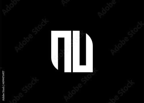 Monogram Letter NU Logo Design vector template