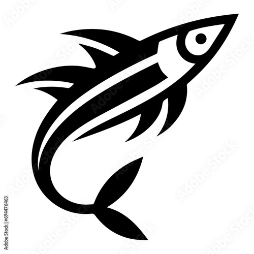 minimal Anchovy vector silhouette black color white background