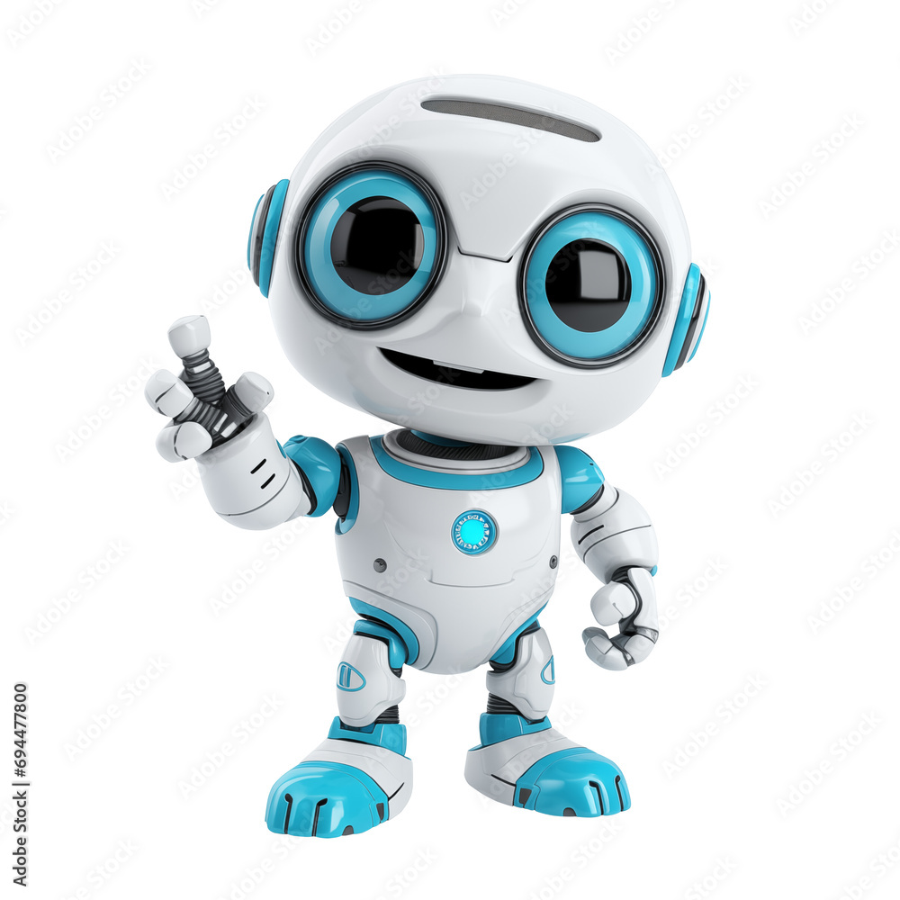 Cute 3d robot with pointing his index finger solated on transparent background. Customer support ai chatbot. Technology concept. Cute 3d robot with pointing his index finger solated on transparent background. Customer support ai chatbot. Technology concept.