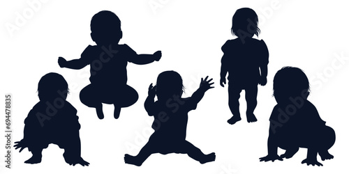 Newborn Baby black silhouettes vector art