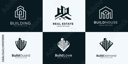 Set of building construction logo with modern creative concept for company or business brand identity.