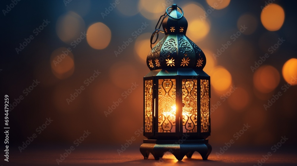 Ramadan Kareem islamic background 3D design: traditional glowing ornate lantern, arabic pattern bokeh shadows. Festive Muslim Ramadan Mubarak greeting card, invitation, banner template illustration Ramadan Kareem islamic background 3D design: traditional glowing ornate lantern, arabic pattern bokeh shadows. Festive Muslim Ramadan Mubarak greeting card, invitation, banner template illustration