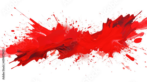 Red color paint splash isolated on white transparent background. brush watercolor painting. PNG photo