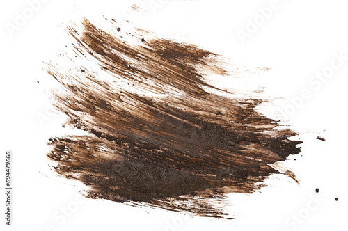 Wet mud, stains texture isolated on white background, top view and clipping path photo