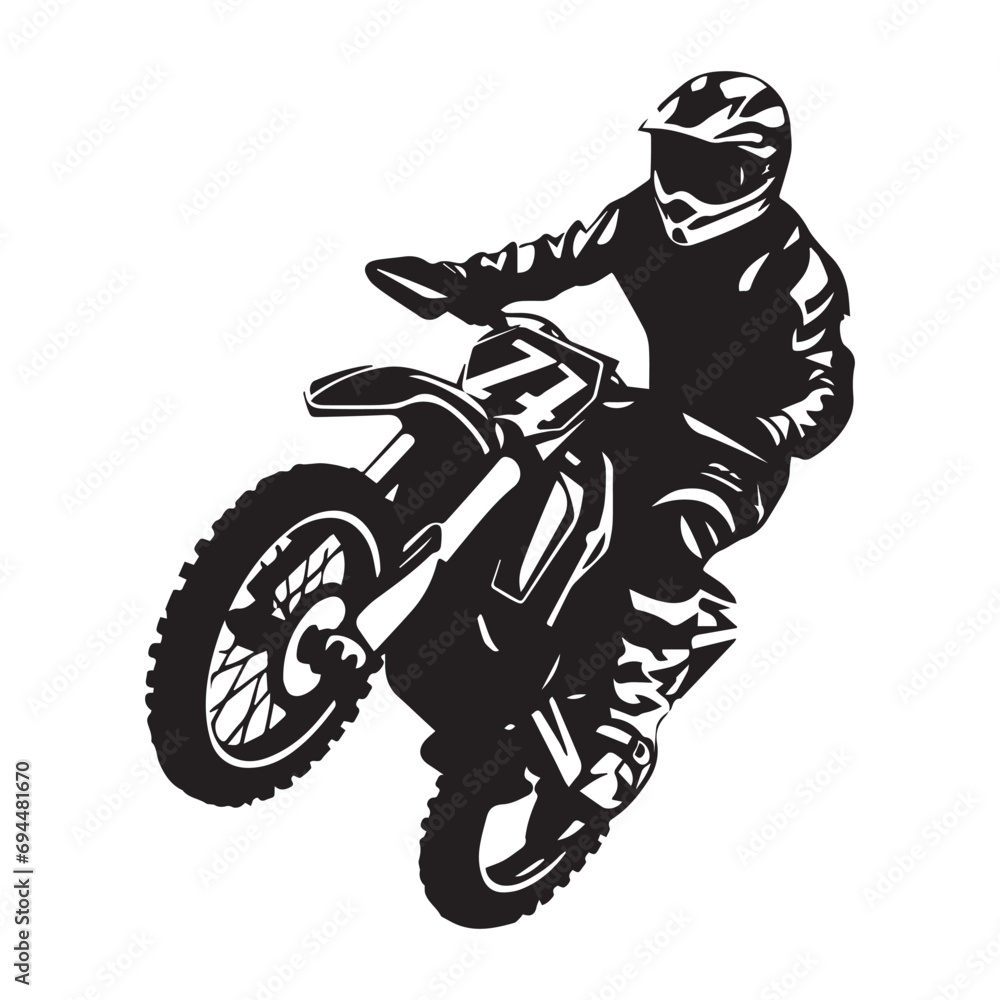 Vector Illustration of a motorcyclist riding at high speed