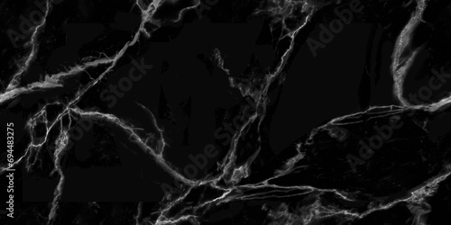 Endless black vitrified marble stone high glossy polished slab, interior and exterior floor and wall tile design, white veins, stone texture background, smooth glossy surface