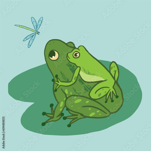 Cartoon doodle vector frog animal illustration.