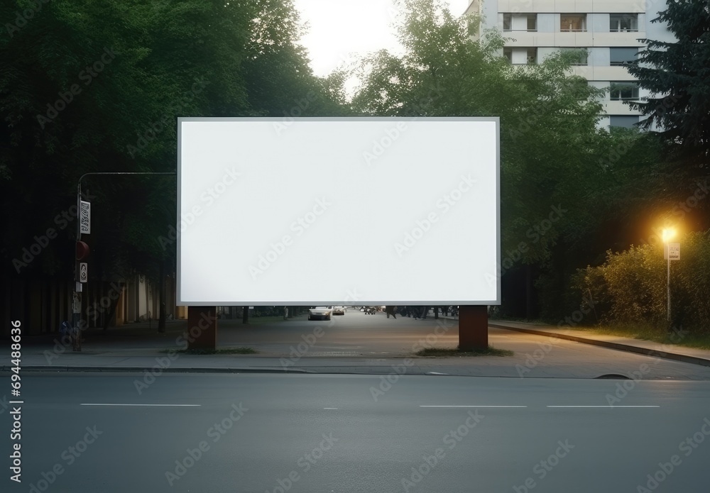 Fototapeta premium an empty billboard on the side of a street